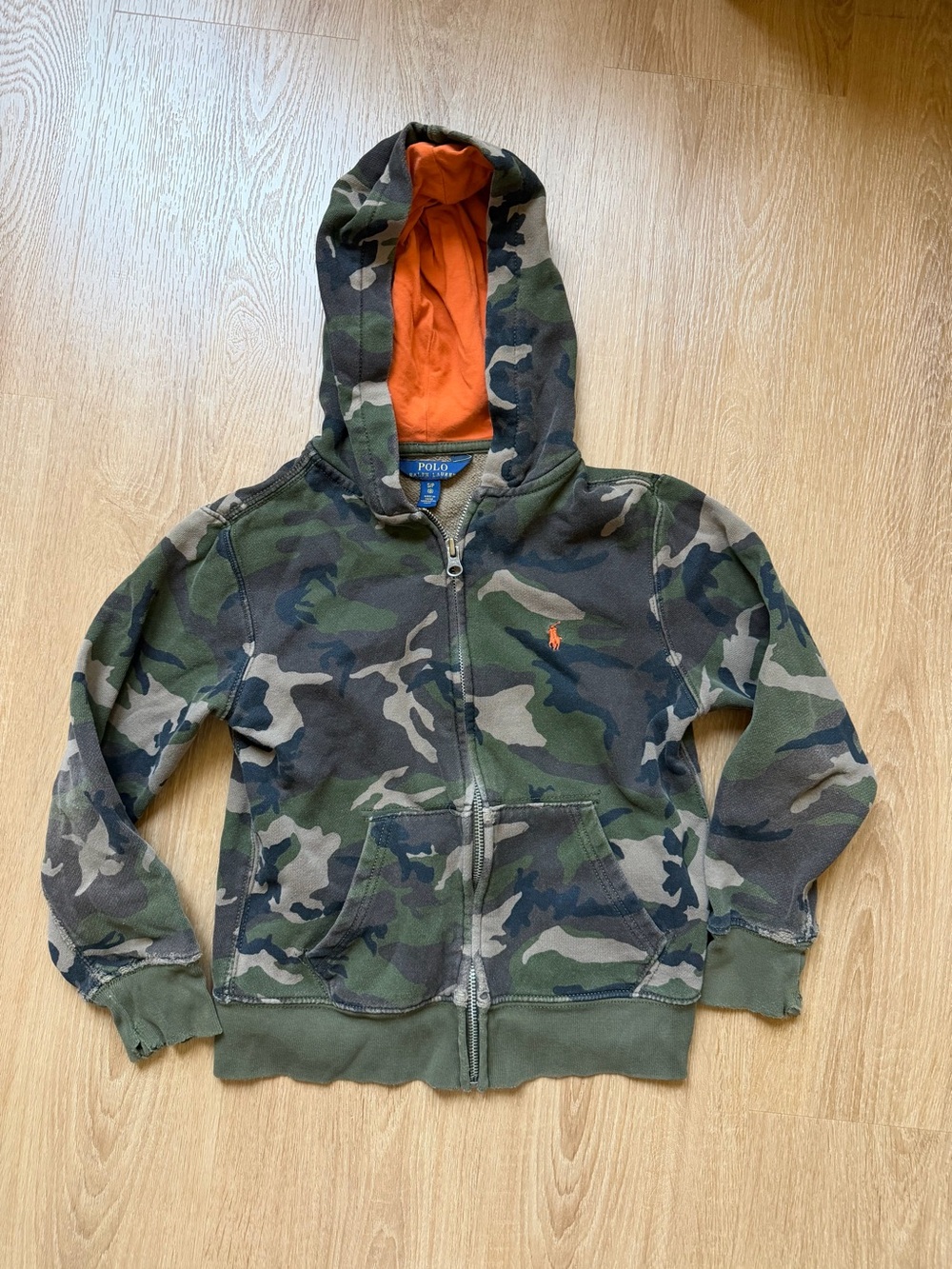 Polo by Ralph Lauren Green Camo Zip Hoodie with Orange Lining